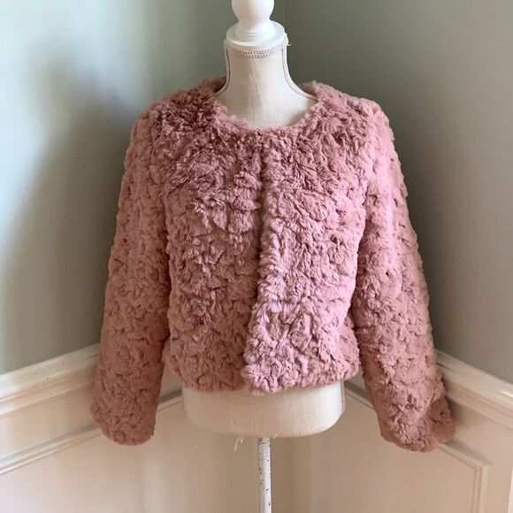 Line + Dot Conrad Mauve Faux Fur Jacket L - Picture 2 of 8